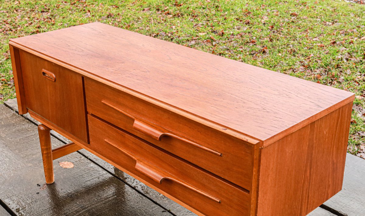 Petite enfilade meuble TV design scandinave teck vintage-photo-4