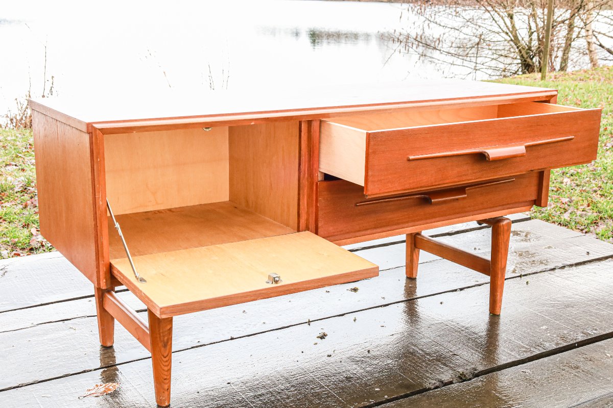 Petite enfilade meuble TV design scandinave teck vintage-photo-5