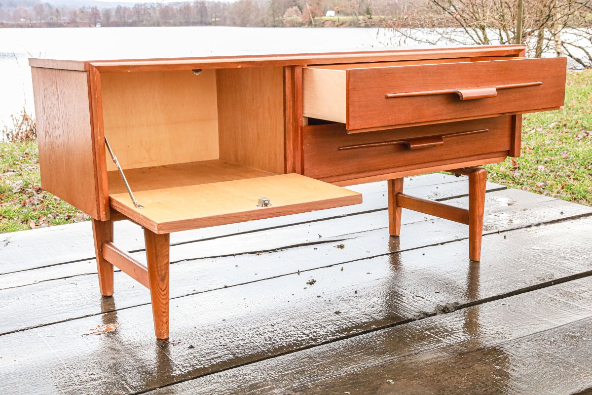 Petite enfilade meuble TV design scandinave teck vintage-photo-6