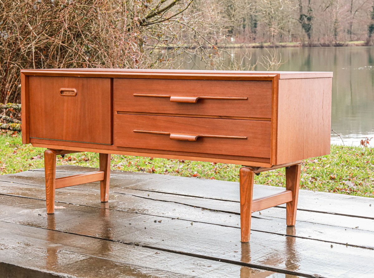 Petite enfilade meuble TV design scandinave teck vintage