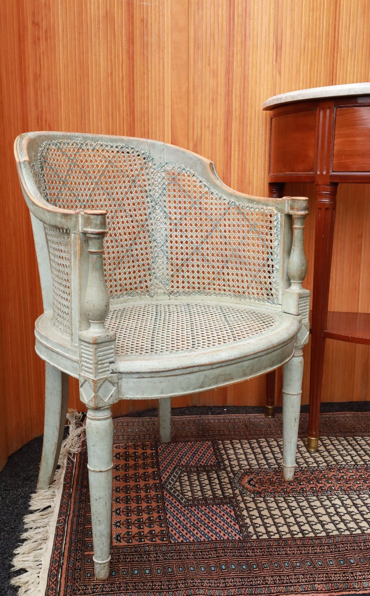 Fauteuil de bureau  Louis XVI entièrement cannée-photo-2