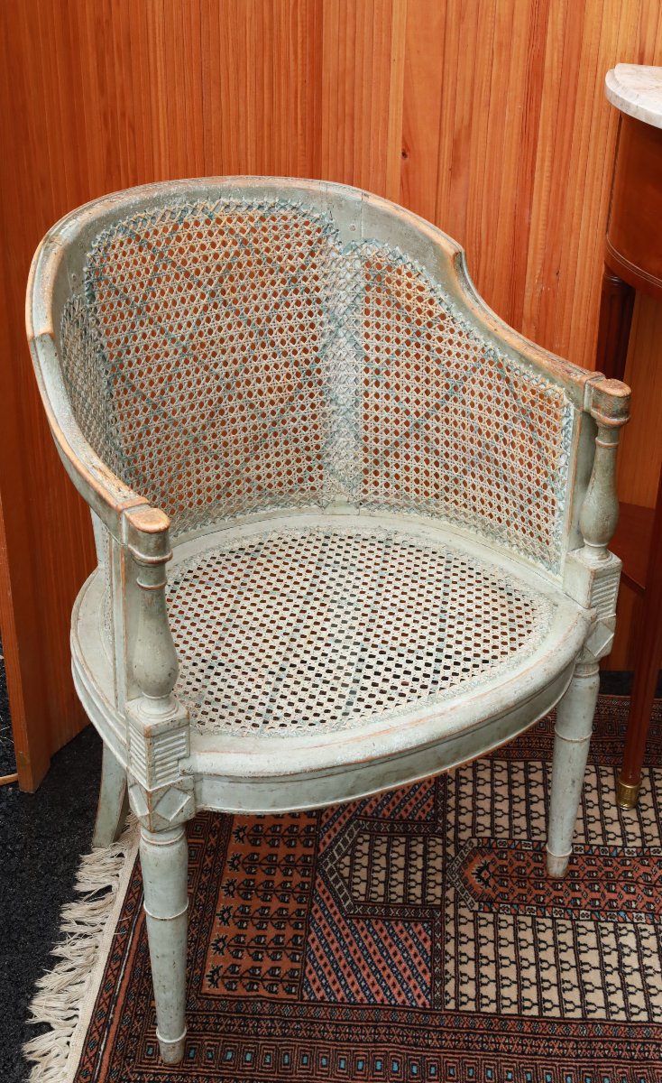 Fauteuil de bureau  Louis XVI entièrement cannée-photo-3