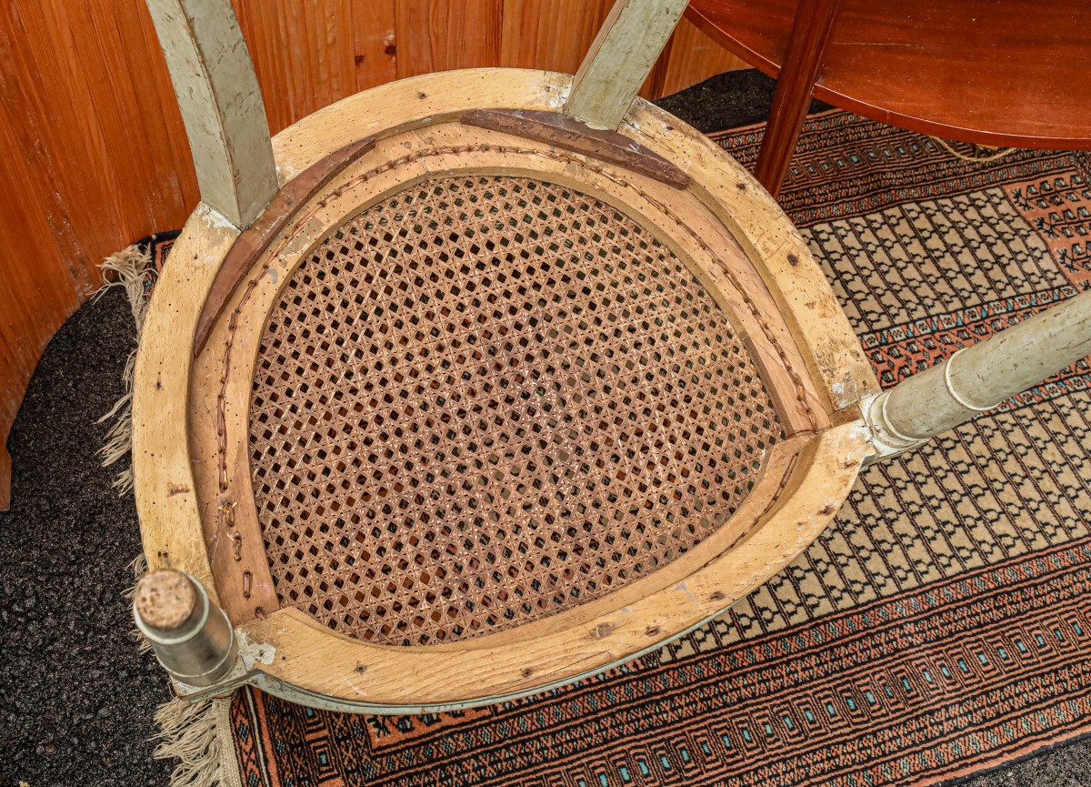 Fauteuil de bureau  Louis XVI entièrement cannée-photo-1