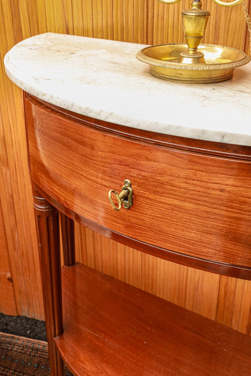 Console demi lune acajou marbre Louis XVI Directoire-photo-3