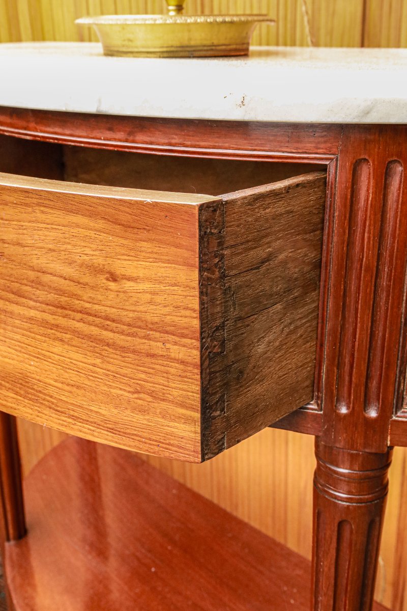 Console demi lune acajou marbre Louis XVI Directoire-photo-2