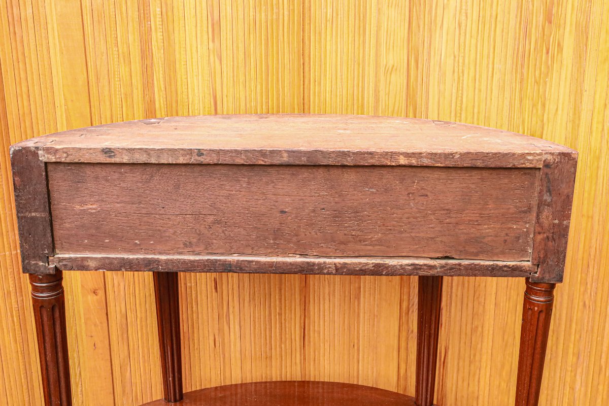 Console demi lune acajou marbre Louis XVI Directoire-photo-5