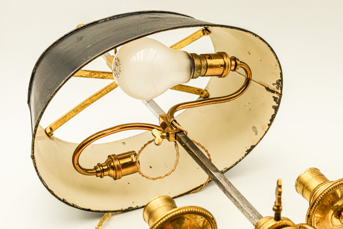 Lampe bouillote en bronze Louis XVI Directoire -photo-3