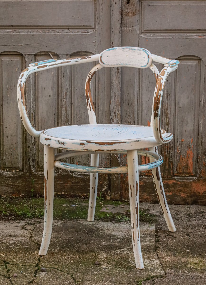 Rare fauteuil bois courbé Thonet Le Corbusier vintage Art Nouveau-photo-2