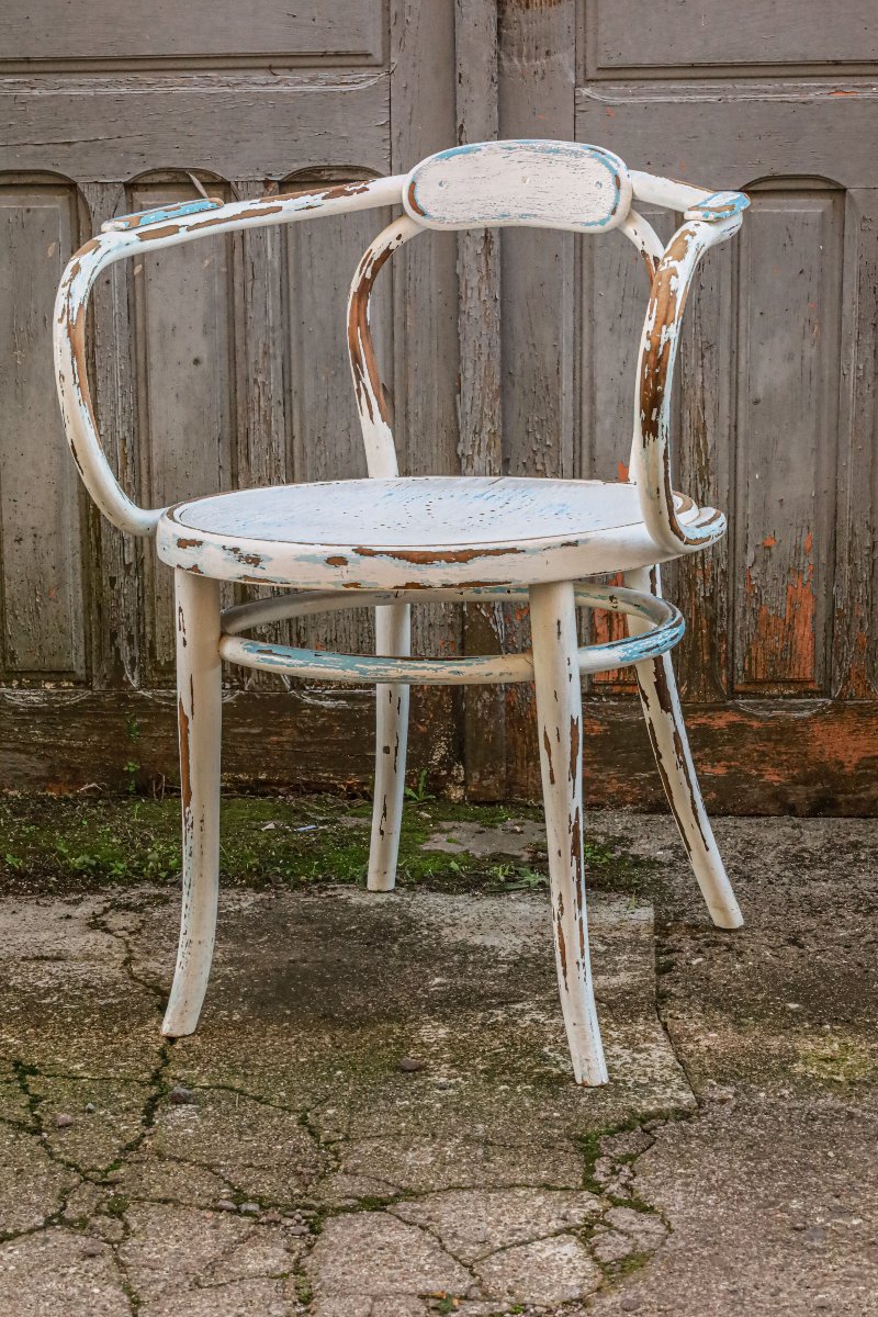 Rare fauteuil bois courbé Thonet Le Corbusier vintage Art Nouveau-photo-1