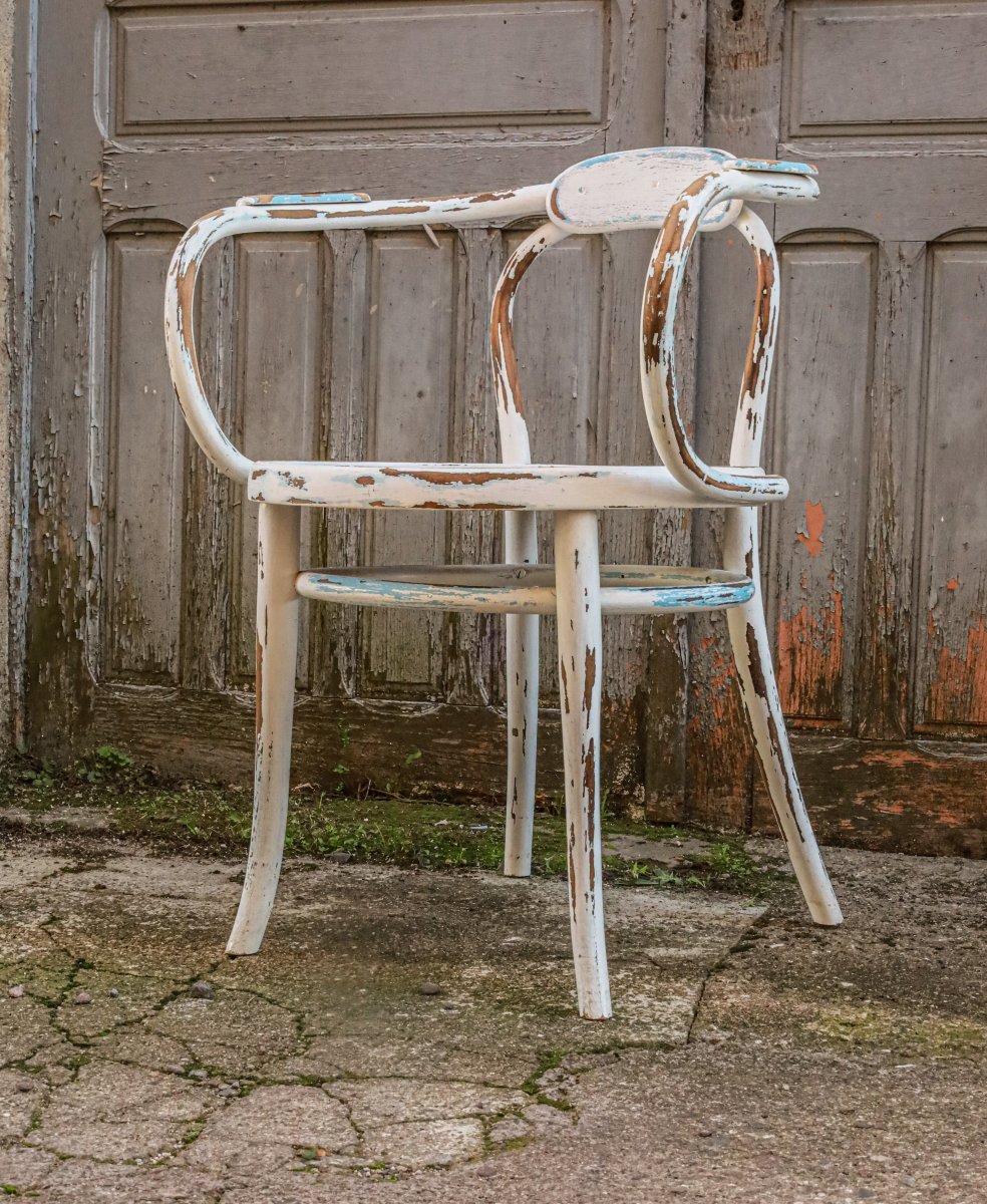 Rare fauteuil bois courbé Thonet Le Corbusier vintage Art Nouveau-photo-4