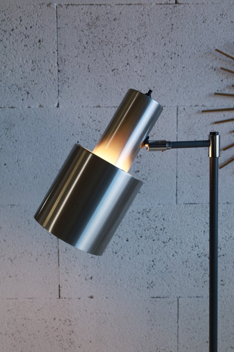 Brushed Metal Floor Lamp From The 1970s, Vintage Scandinavian Design By Jo Hammerborg For Fog And Morup -photo-2