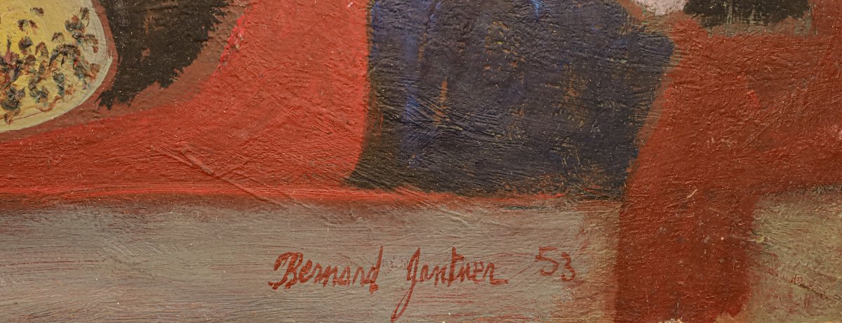 Vintage Still Life Painting By Bernard Gantner (1928-2018), Oil On Panel-photo-3