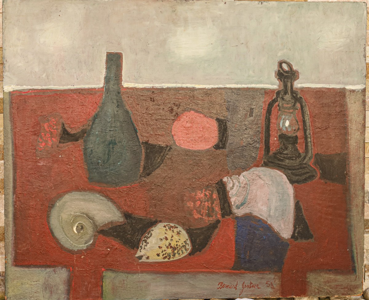 Vintage Still Life Painting By Bernard Gantner (1928-2018), Oil On Panel