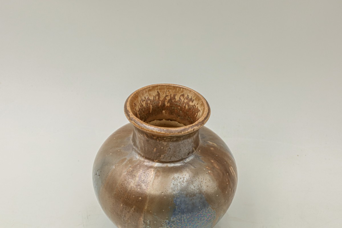 Iridescent Flamed Stoneware Vase, Mont Chevalier, Cannes, Léon Castel, Art Nouveau-photo-1