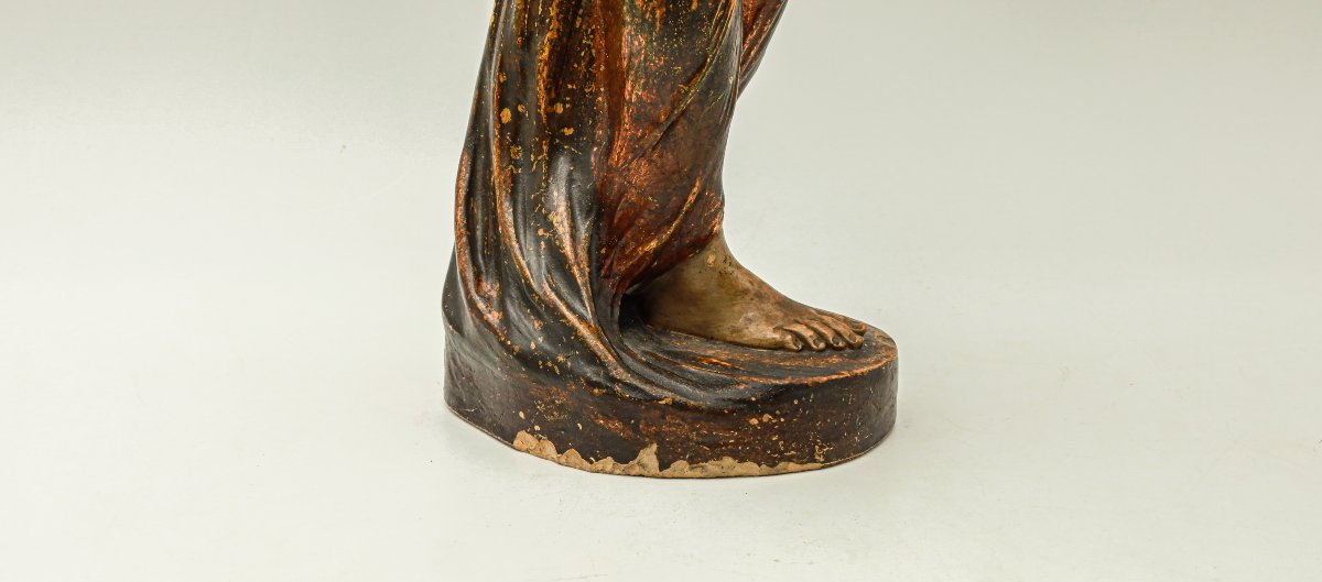 Statue en terre cuite Art Nouveau femme orientaliste signée Calendi-photo-2