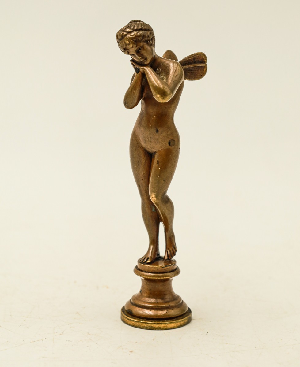 Bronze Seal Depicting A Nude Nymph, 19th Century