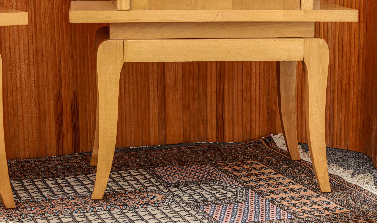 Paire de chevets néoclassiques modernistes bois clair -photo-2
