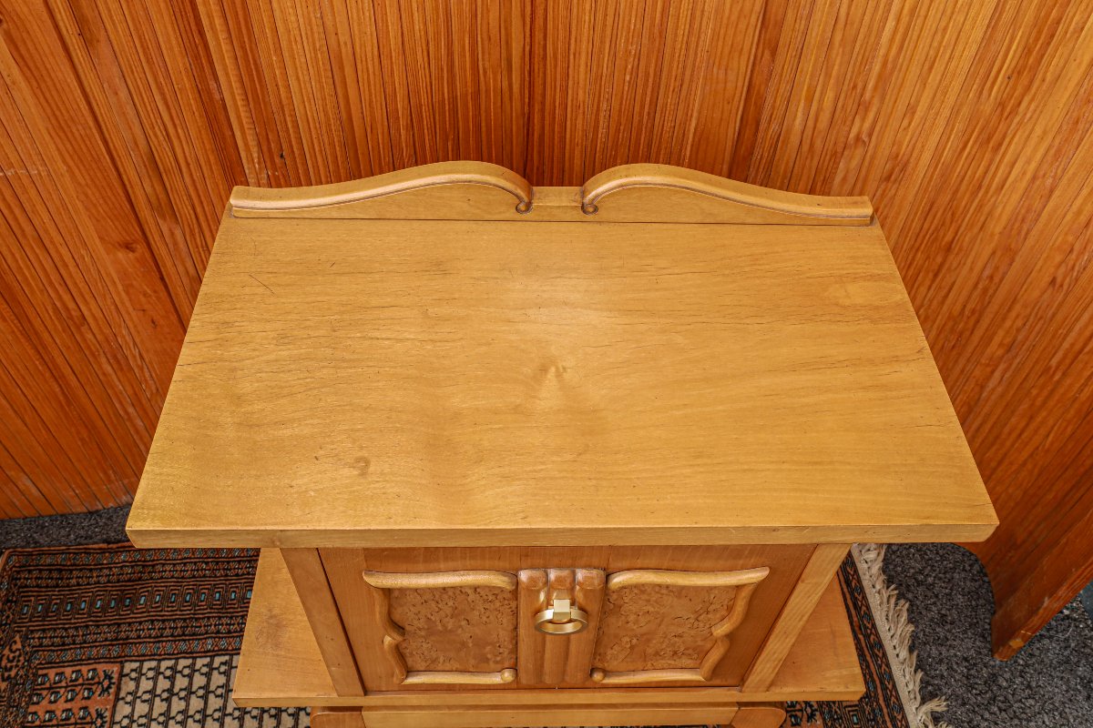 Paire de chevets néoclassiques modernistes bois clair -photo-4