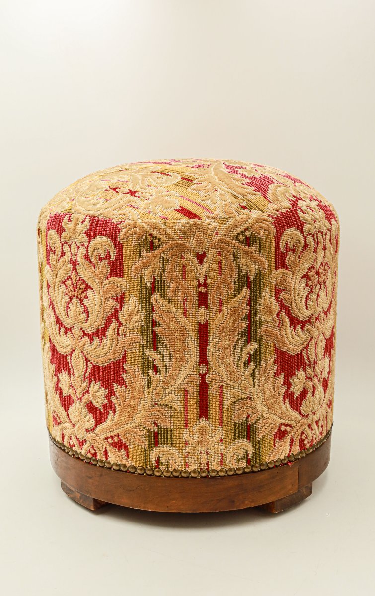 Art Deco Tapestry Footstool, French Work -photo-3