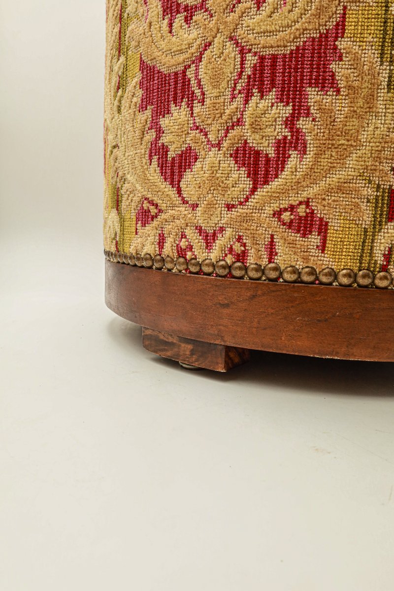Art Deco Tapestry Footstool, French Work -photo-4