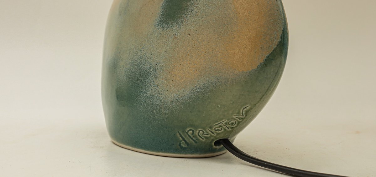 Ceramic Lamp Signed D Prioton Vallauris, 1970s-photo-4