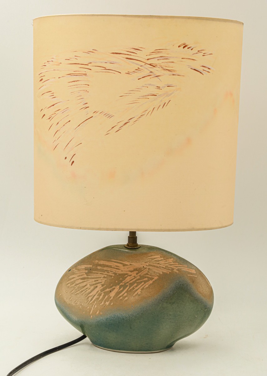 Ceramic Lamp Signed D Prioton Vallauris, 1970s
