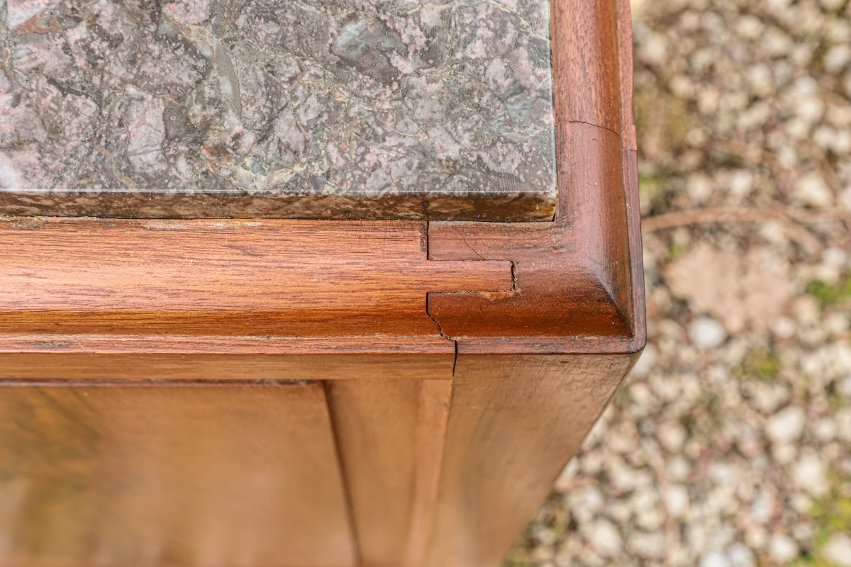 Chevet bout de canapé meuble desserte en noyer Art Déco -photo-1