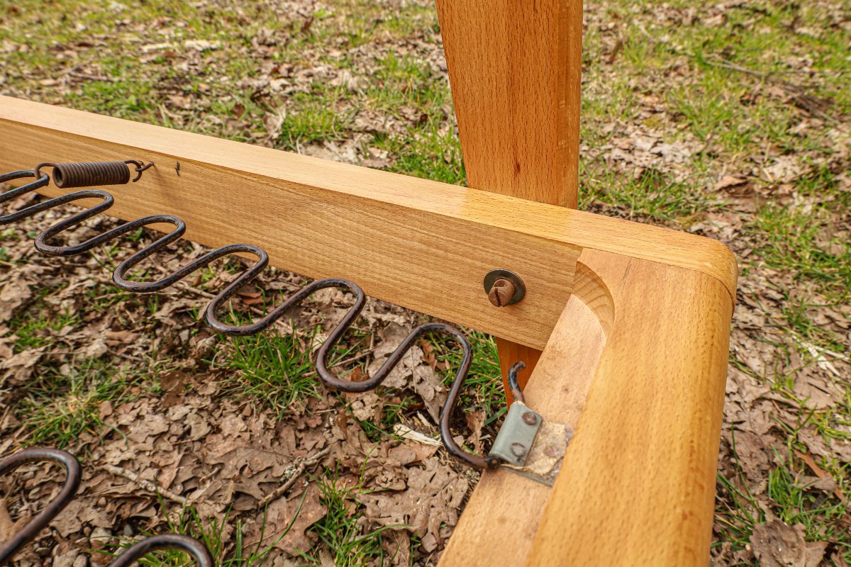 Vintage 1950s Design Armchair In Light Beech With A Cross-braced Backrest -photo-6