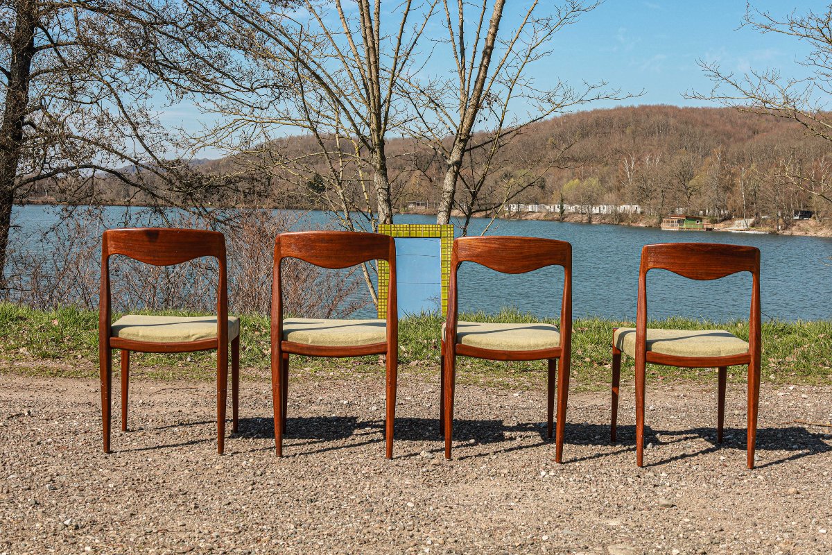 Série de chaises design scandinave teck années 60 70-photo-4