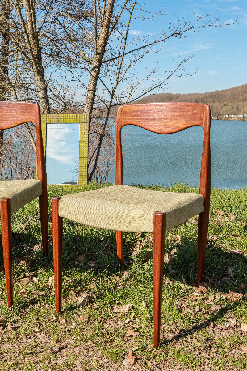 Série de chaises design scandinave teck années 60 70-photo-2