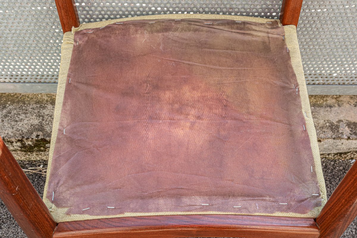 Série de chaises design scandinave teck années 60 70-photo-8