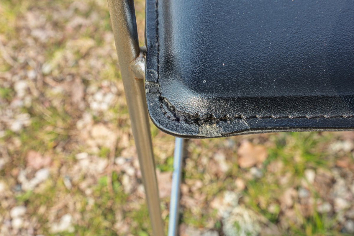 Set Of 6 Post-modern Design Chairs From The 90s, Made Of Leather, Wood And Metal-photo-4