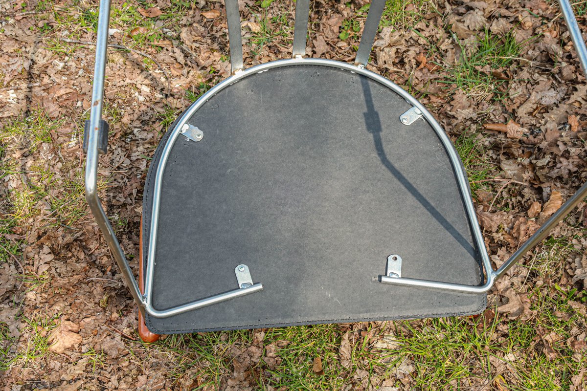 Set Of 6 Post-modern Design Chairs From The 90s, Made Of Leather, Wood And Metal-photo-5