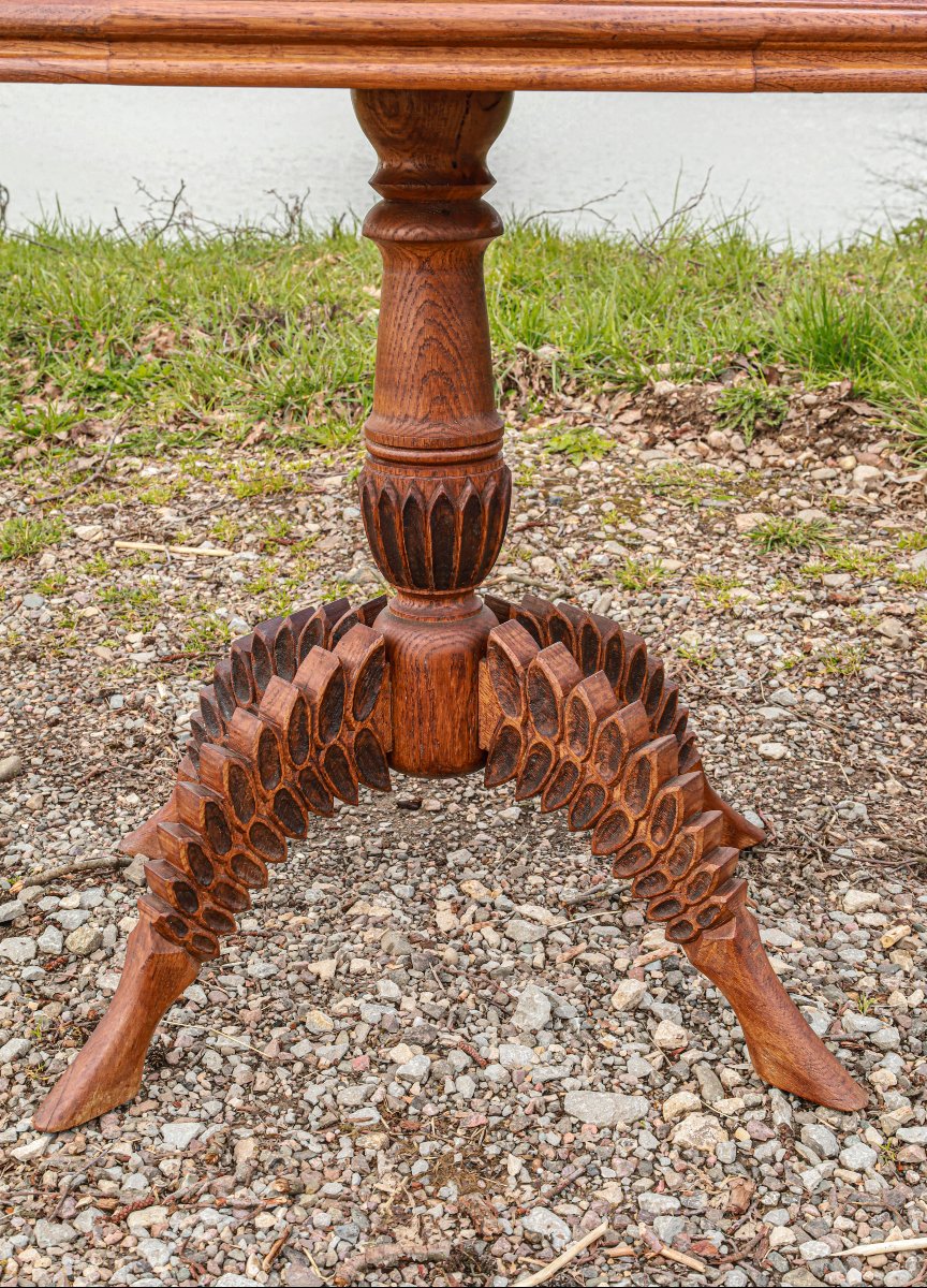 Side Table Pedestal Table End Of Sofa Solid Oak Brutalist Folk Art Zoomorphic-photo-3
