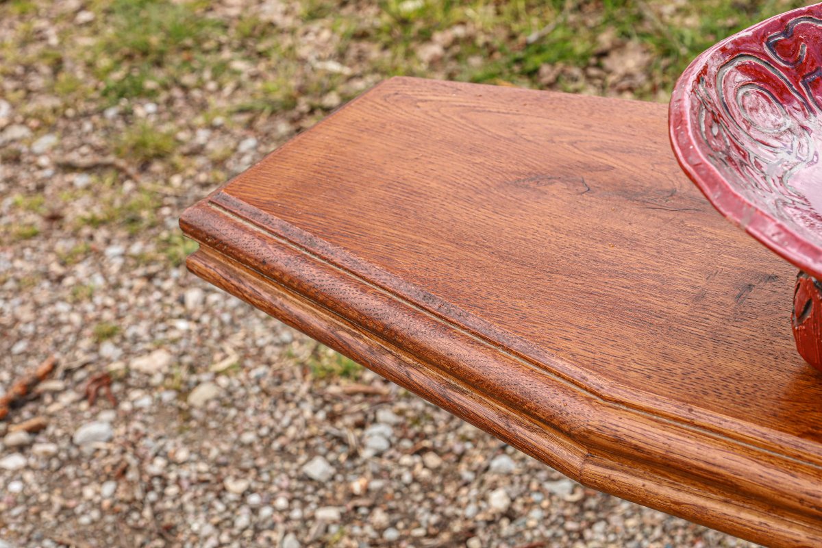 Side Table Pedestal Table End Of Sofa Solid Oak Brutalist Folk Art Zoomorphic-photo-4