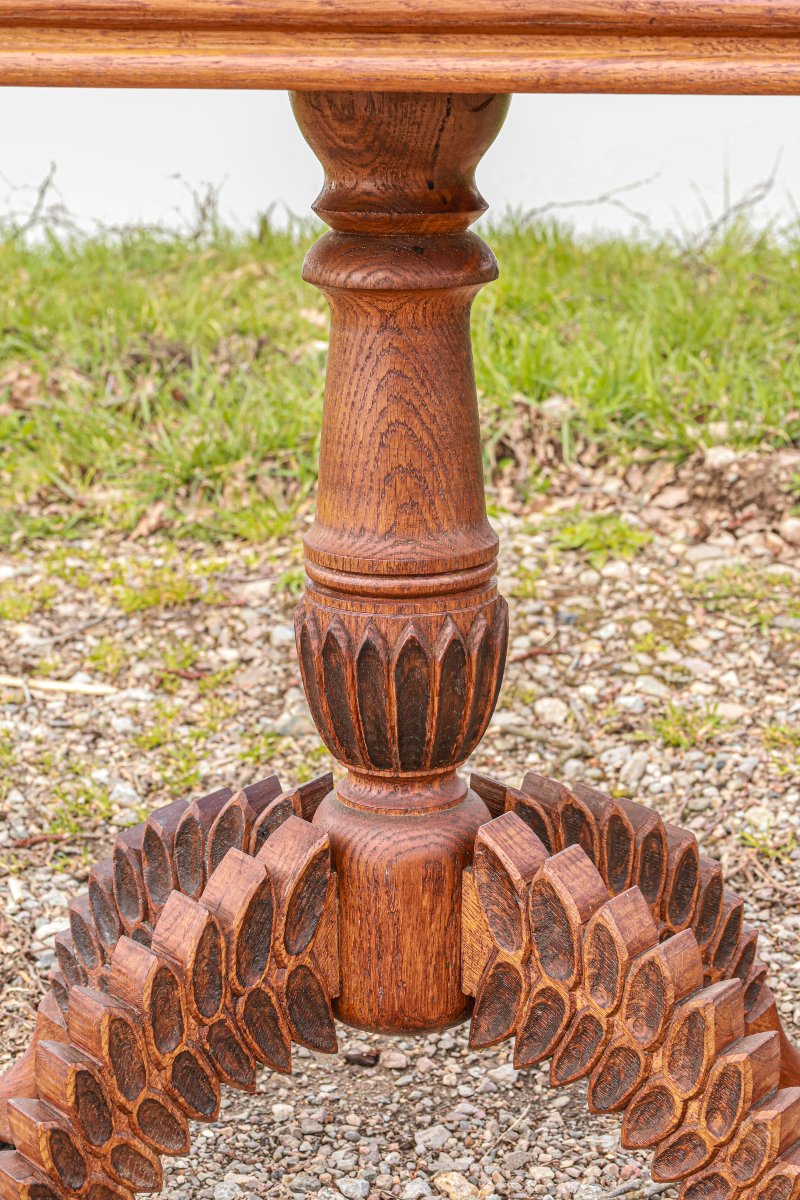Side Table Pedestal Table End Of Sofa Solid Oak Brutalist Folk Art Zoomorphic-photo-3