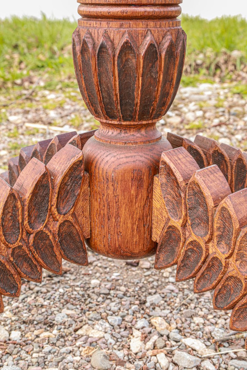 Side Table Pedestal Table End Of Sofa Solid Oak Brutalist Folk Art Zoomorphic-photo-7