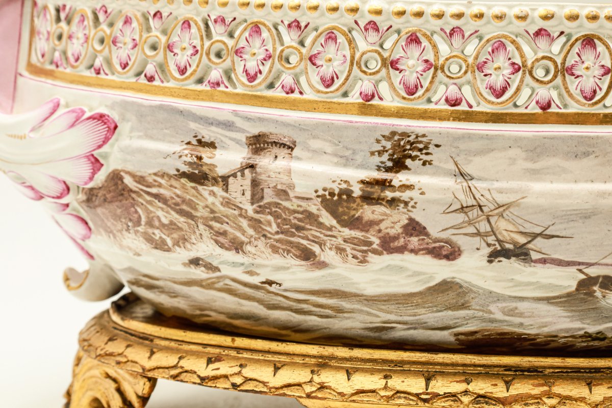 Painted Earthenware Bowl Representing A Boat Signed Majorelle Nancy School Of Nancy-photo-7