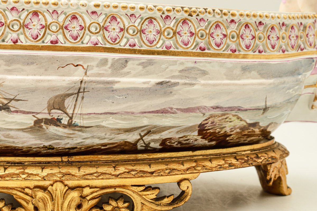 Painted Earthenware Bowl Representing A Boat Signed Majorelle Nancy School Of Nancy-photo-8