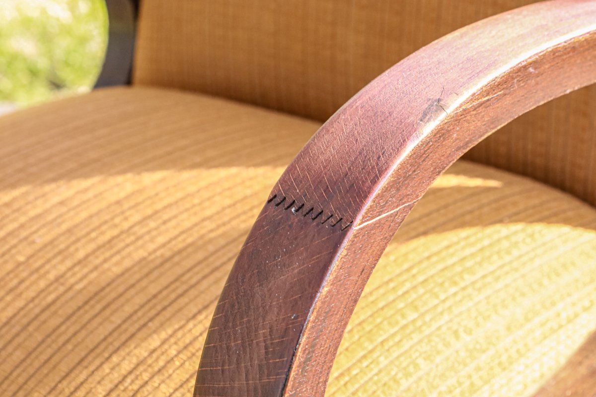 Fauteuil design scandinave pieds compas accoudoirs "looping"-photo-1