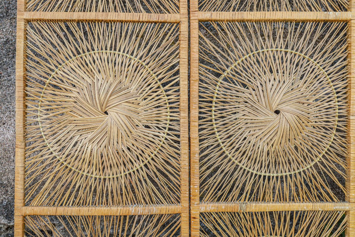 Paravent Sunburst en rotin Design Rohe Noodwolde années 60-photo-3