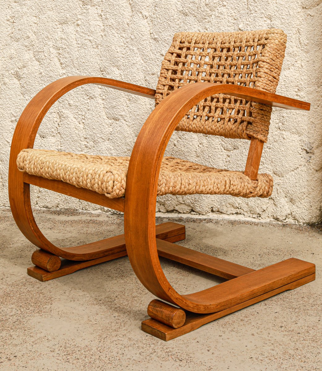 Paire de fauteuils en corde et hêtre design Audoux Minet Vibo Vesoul-photo-4