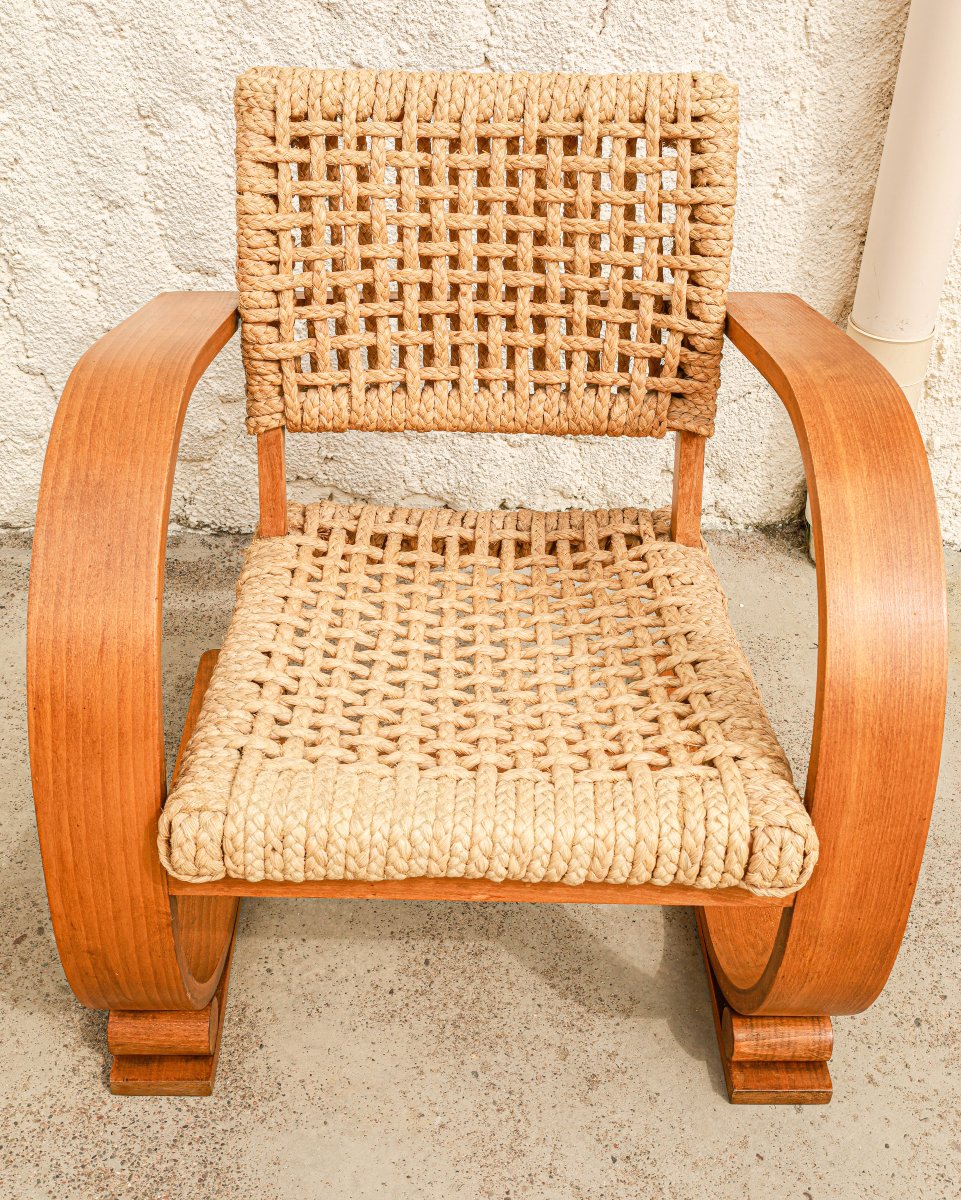 Paire de fauteuils en corde et hêtre design Audoux Minet Vibo Vesoul-photo-1