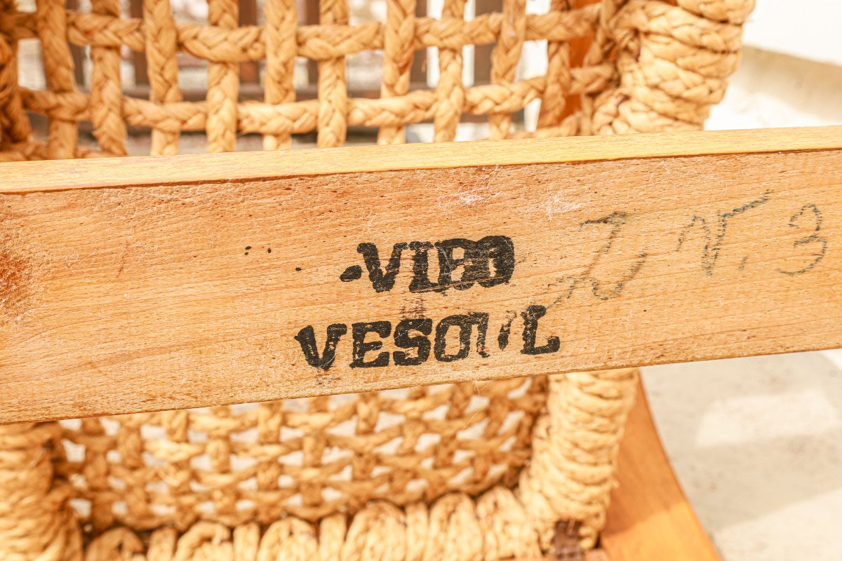 Paire de fauteuils en corde et hêtre design Audoux Minet Vibo Vesoul-photo-6