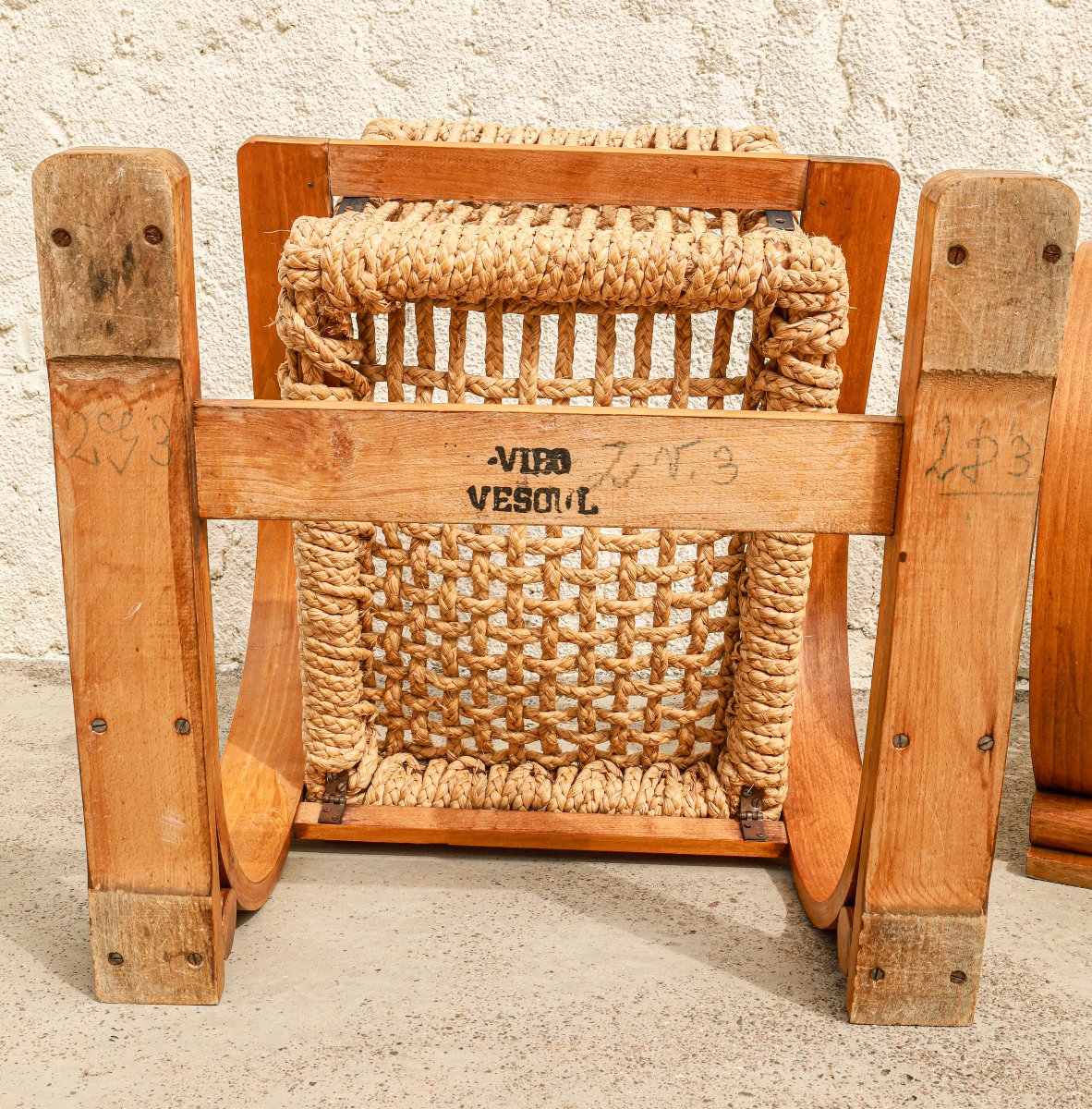 Paire de fauteuils en corde et hêtre design Audoux Minet Vibo Vesoul-photo-8