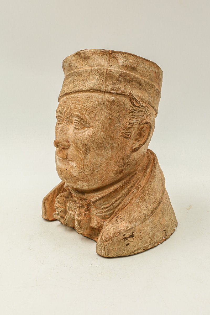 Pot à tabac en grès représentant un personnage élégant 19ème siècle -photo-4