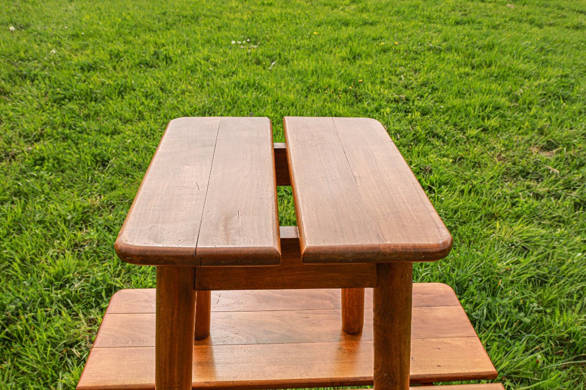 Ensemble table et tabouret "grain de café"  en hêtre massif design Pierre Gautier Delaye -photo-1