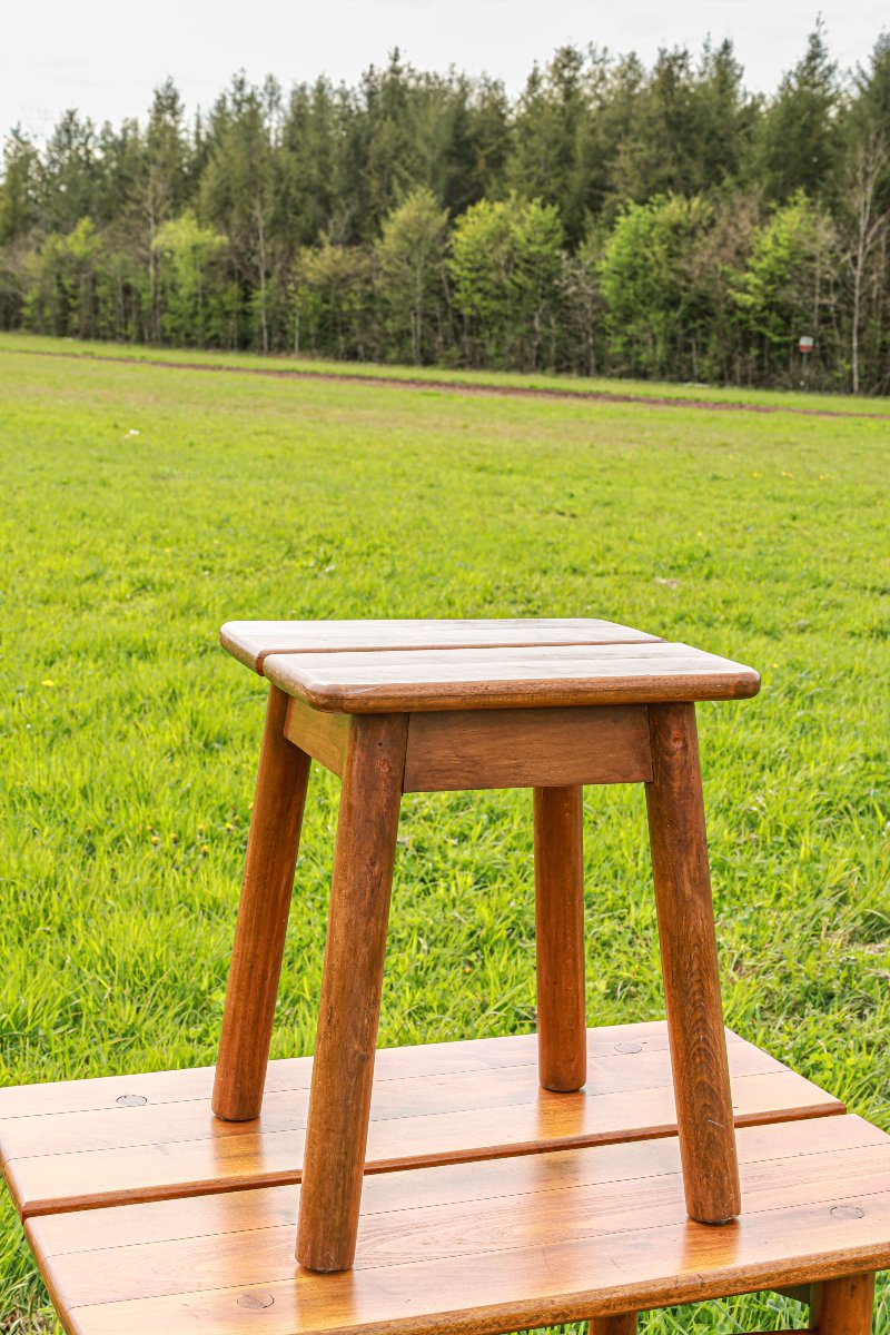 Ensemble table et tabouret "grain de café"  en hêtre massif design Pierre Gautier Delaye -photo-4
