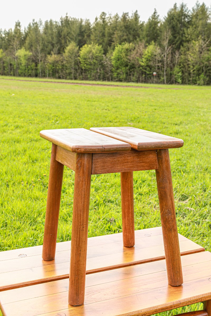 Ensemble table et tabouret "grain de café"  en hêtre massif design Pierre Gautier Delaye -photo-5