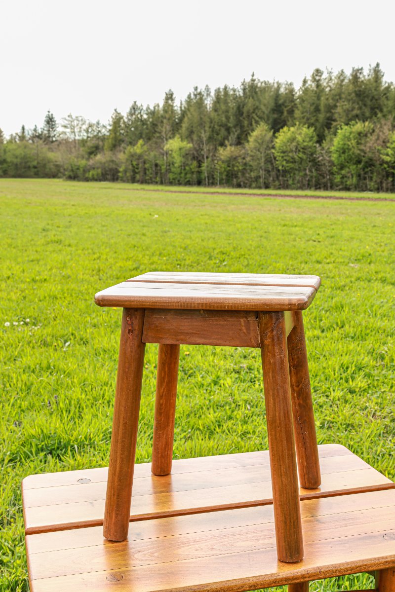 Ensemble table et tabouret "grain de café"  en hêtre massif design Pierre Gautier Delaye -photo-6